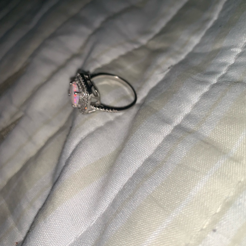 Silver Ring With Simulated Opal Stone - image 3